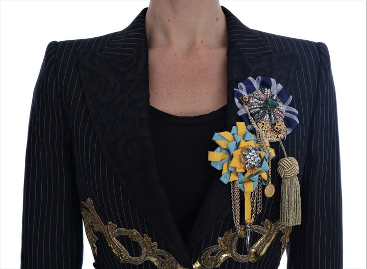 Dolce &amp; Gabbana Black Crystal Fairy Tale Blazer Jacket
