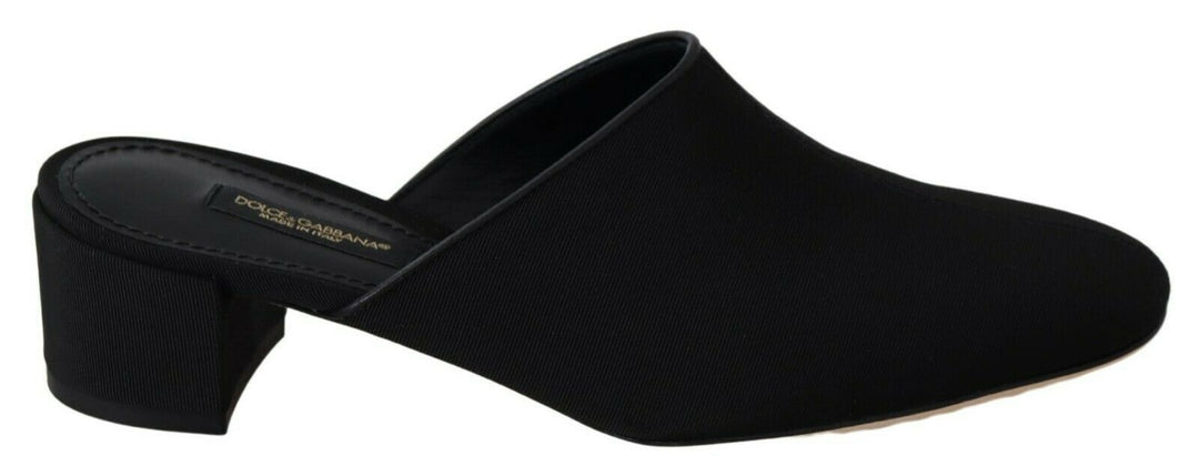 Dolce &amp; Gabbana Black Grosgrain Slides Sandals Women Shoes