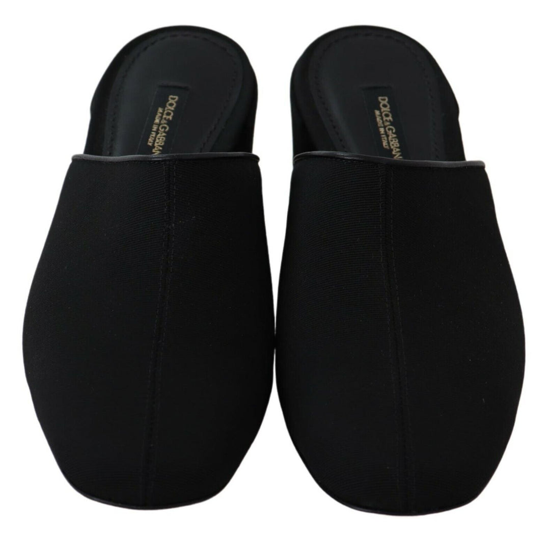 Dolce &amp; Gabbana Black Grosgrain Slides Sandals Women Shoes