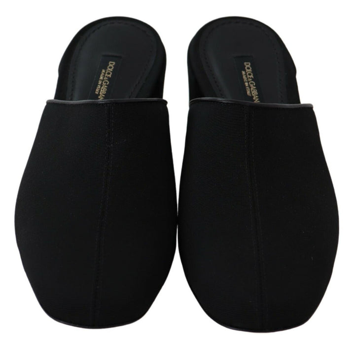 Dolce &amp; Gabbana Black Grosgrain Slides Sandals Women Shoes