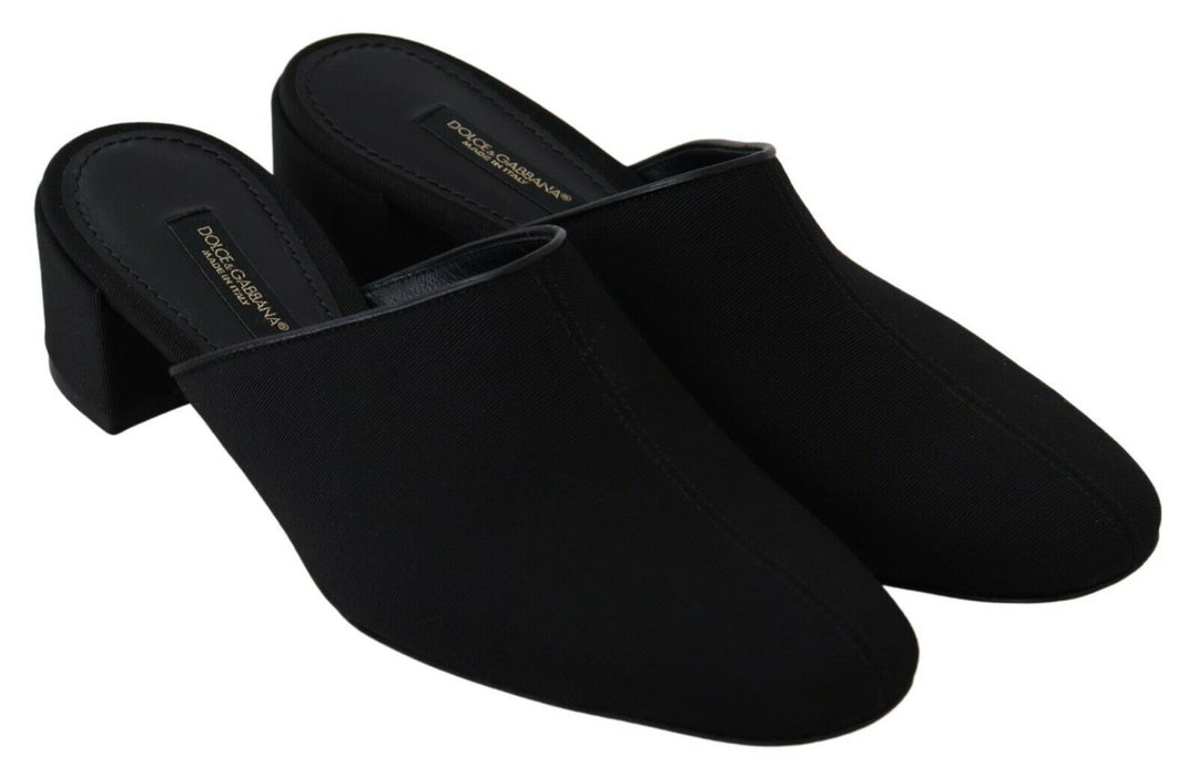Dolce &amp; Gabbana Black Grosgrain Slides Sandals Women Shoes