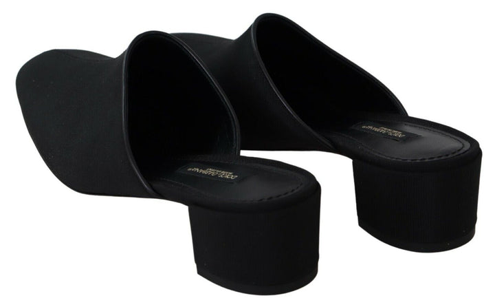 Dolce &amp; Gabbana Black Grosgrain Slides Sandals Women Shoes