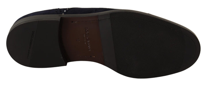 Zapatos Derby Dolce Gabbana de Ante con Tachuelas Plateadas. Vestido Llamativo.