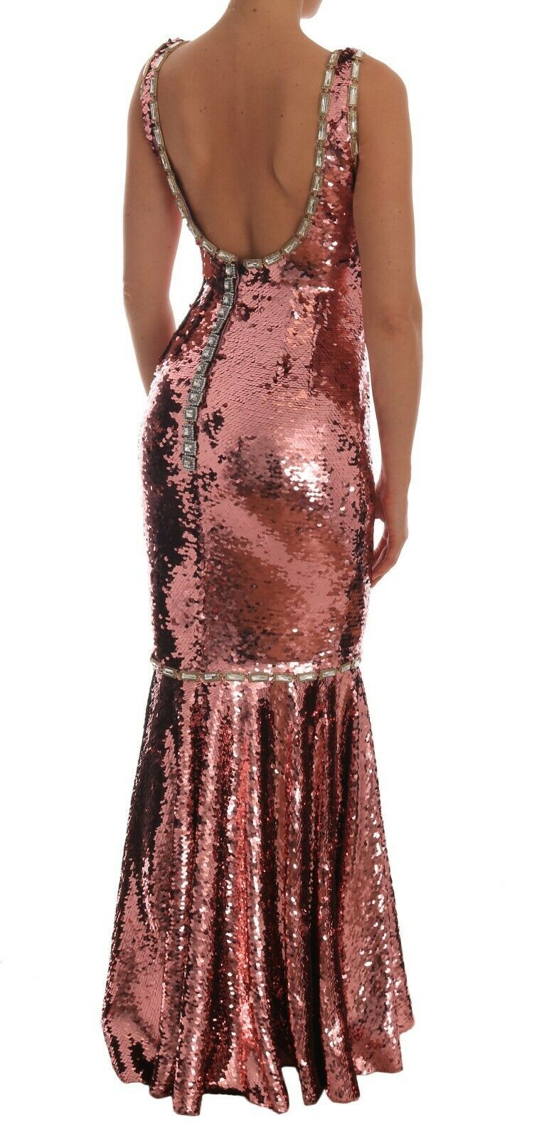 Dolce &amp; Gabbana Pink Sequined Sheath Crystal Dress Gown women’s dress