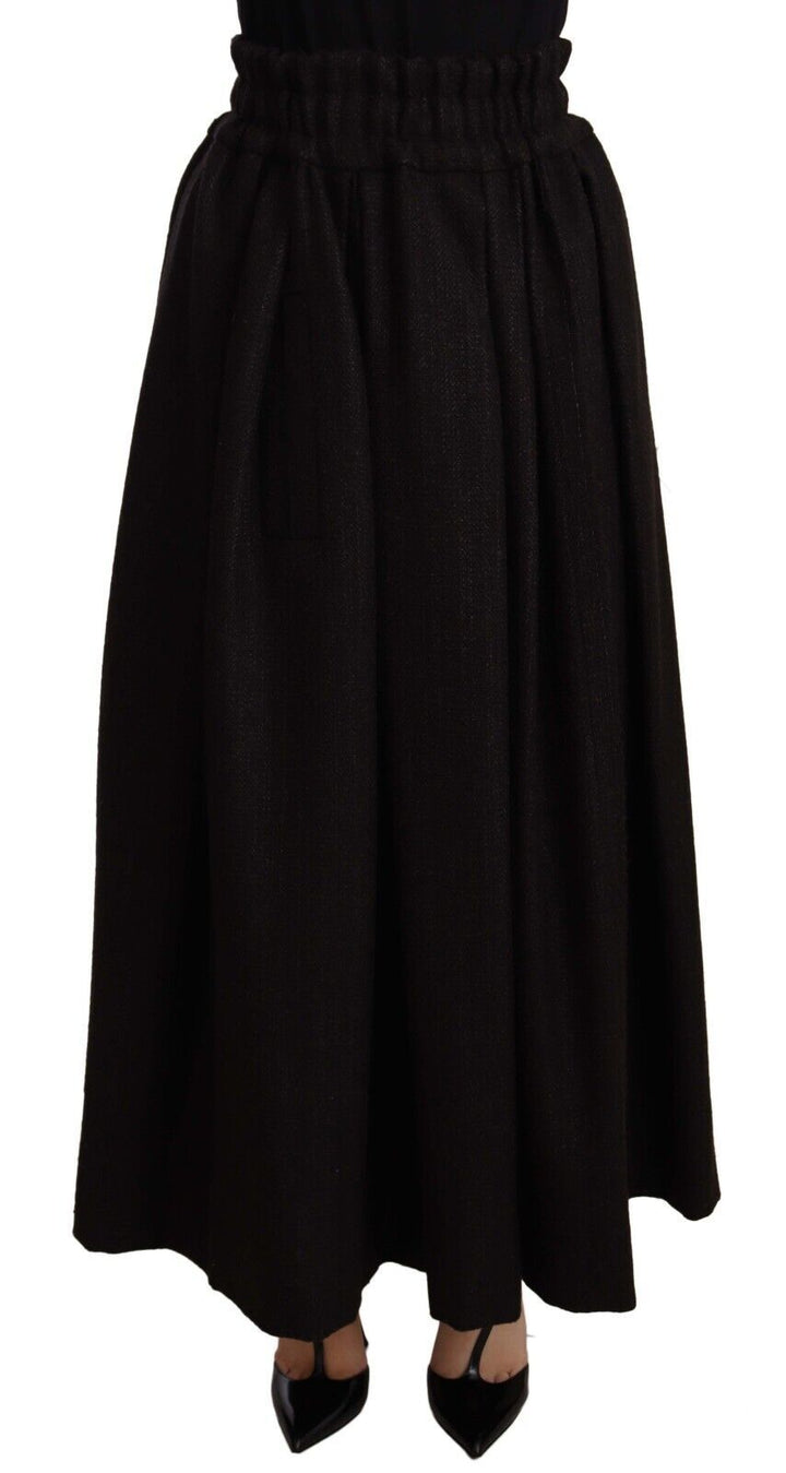 Jupe trapèze longue taille haute élégante en laine Dolce &amp;amp; Gabbana