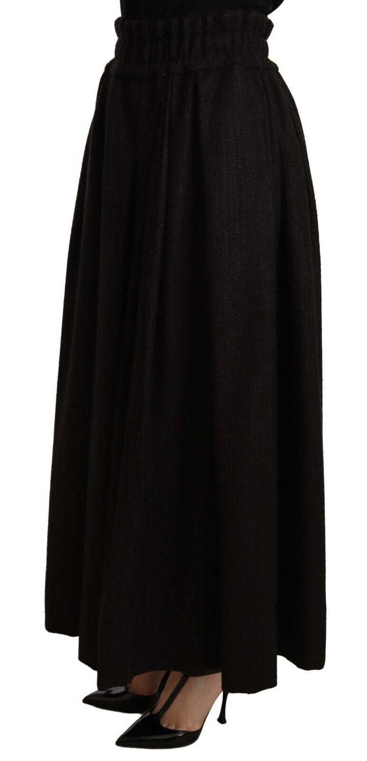 Jupe trapèze longue taille haute élégante en laine Dolce &amp;amp; Gabbana