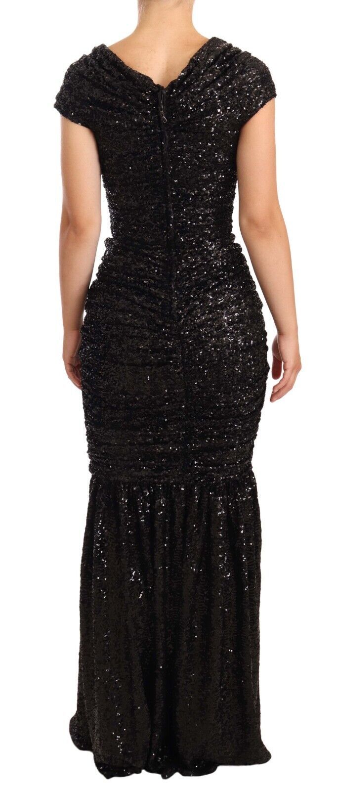 Dolce &amp; Gabbana Black Sequined Open Shoulder Long Gown Dress women’s dress