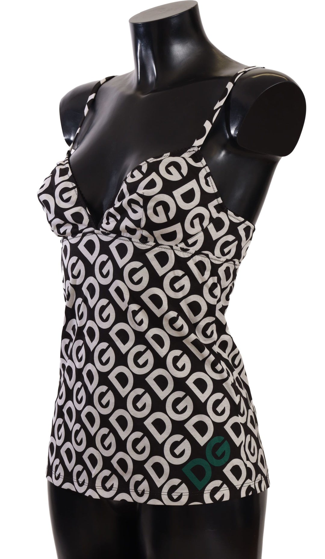 Dolce &amp; Gabbana Black White Logo Print Camisole Top Underwear