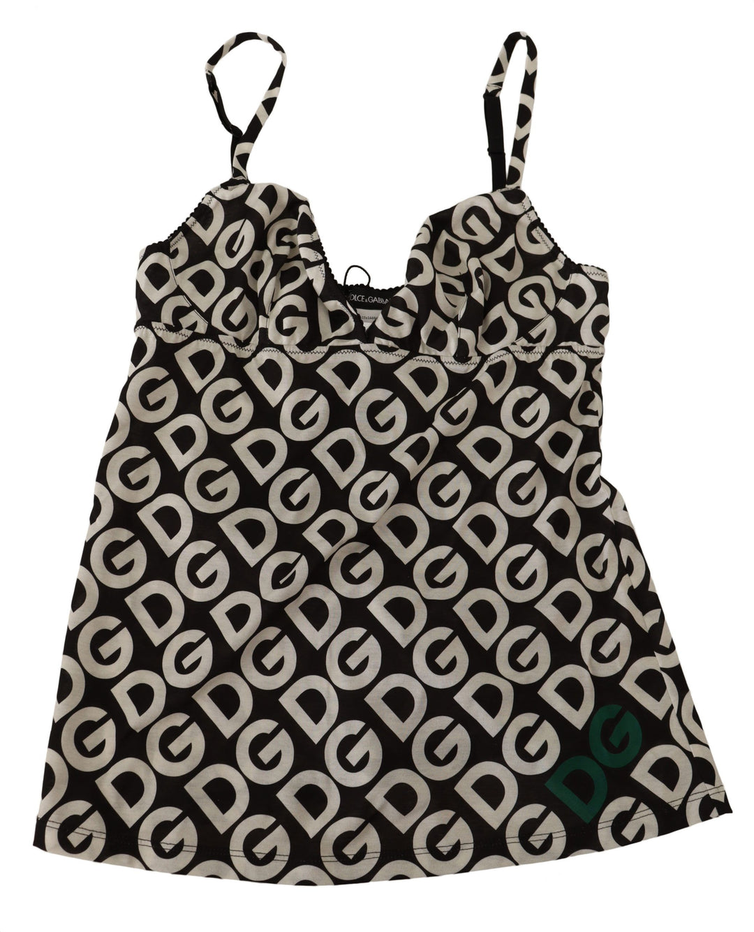 Dolce &amp; Gabbana Black White Logo Print Camisole Top Underwear