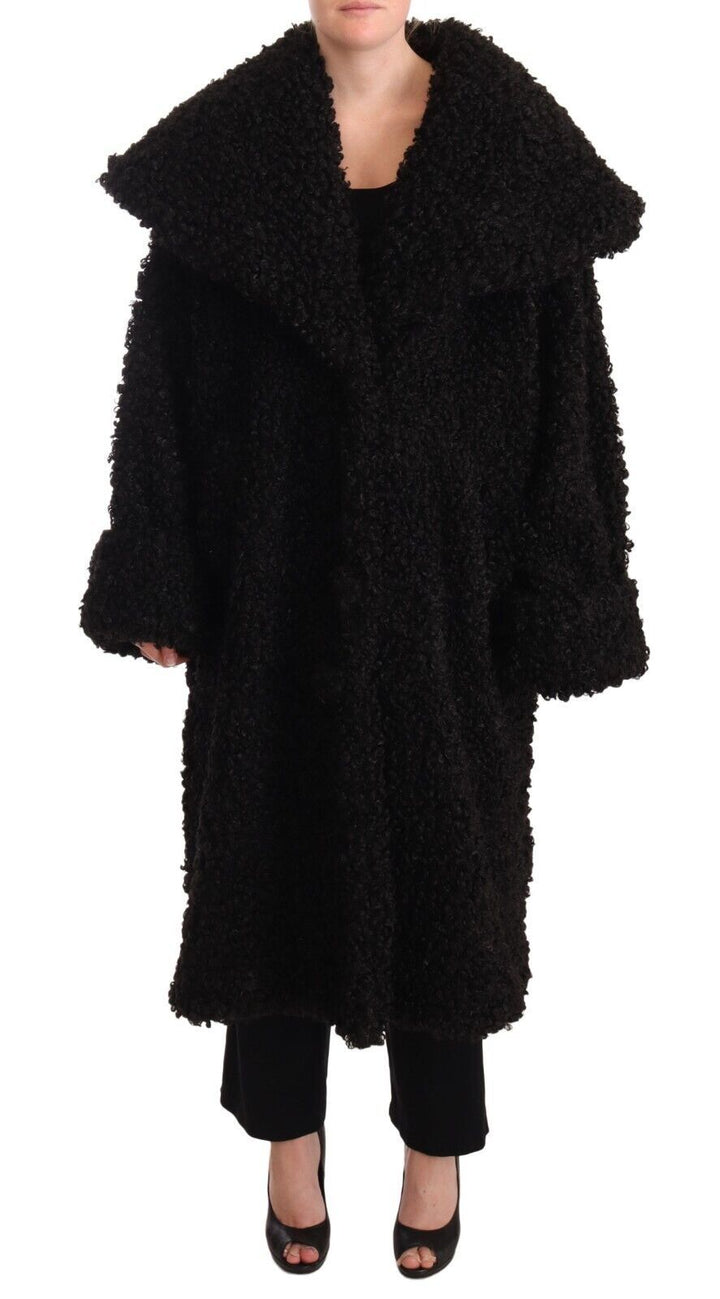 Trench-coat élégant en fourrure noire Dolce &amp;amp; Gabbana