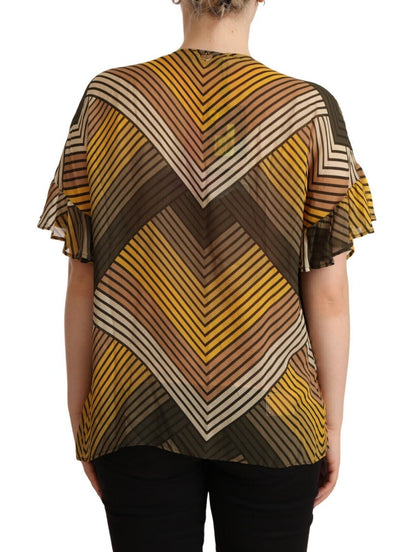 Chemisier à manches courtes à rayures multicolores Twinset Chic