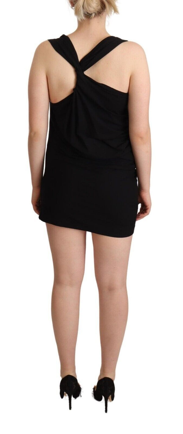 Roberto Cavalli Black Sleeveless Cotton Sheath Mini Dress women’s dress