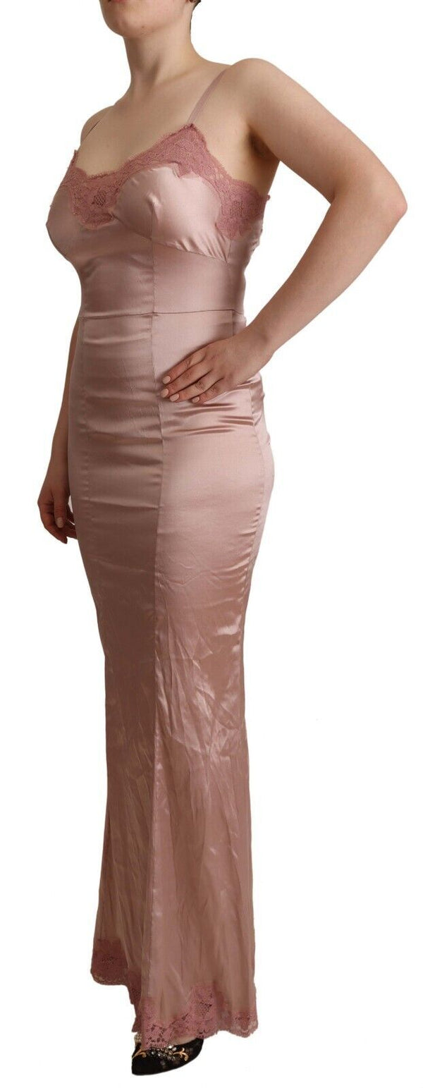 Dolce & Gabbana Pink Lace Long Bodycon Maxi Polyester Dress women’s dress