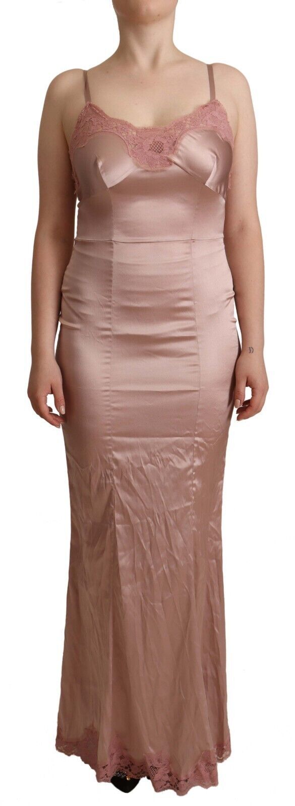 Dolce &amp; Gabbana Pink Lace Long Bodycon Maxi Polyester Dress women’s dress