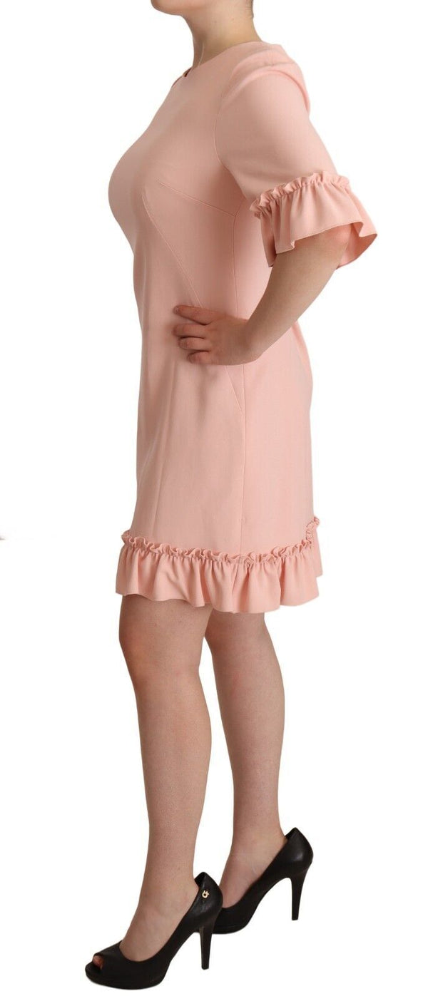 Dolce & Gabbana Pink Ruffled Sleeves Viscose Sheath Dress women’s dress