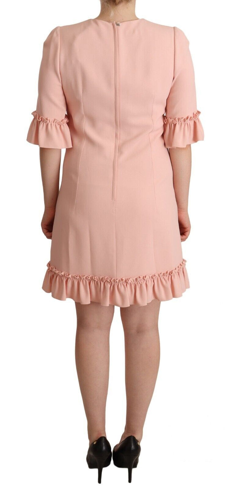 Dolce &amp; Gabbana Pink Ruffled Sleeves Viscose Sheath Dress women’s dress