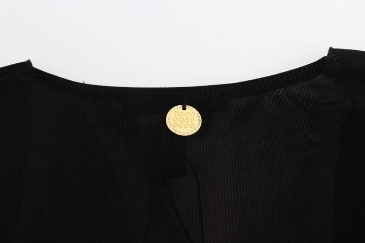 Roccobarocco Black Embellished Jersey Mini Sheath Short Dress women’s dress