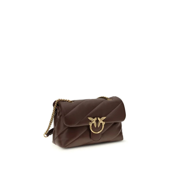 PINKO Brown Calf Leather Bos Taurus Shoulder Bag