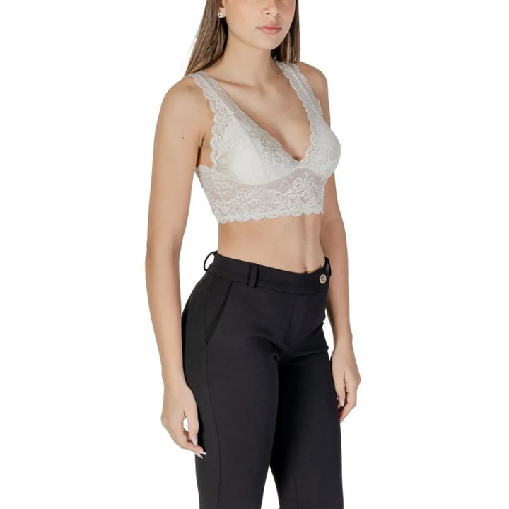 Only White Polyester Bra