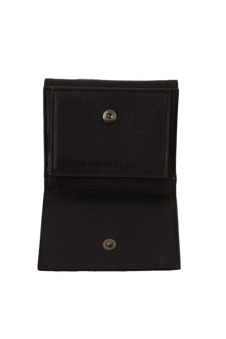 Dolce &amp; Gabbana Black Leather Trifold Purse Belt Multi Kit Wallet