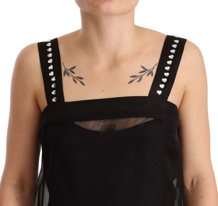 Dolce &amp; Gabbana Black Silk Stretch Crystal Sheath Mini Dress women’s dress