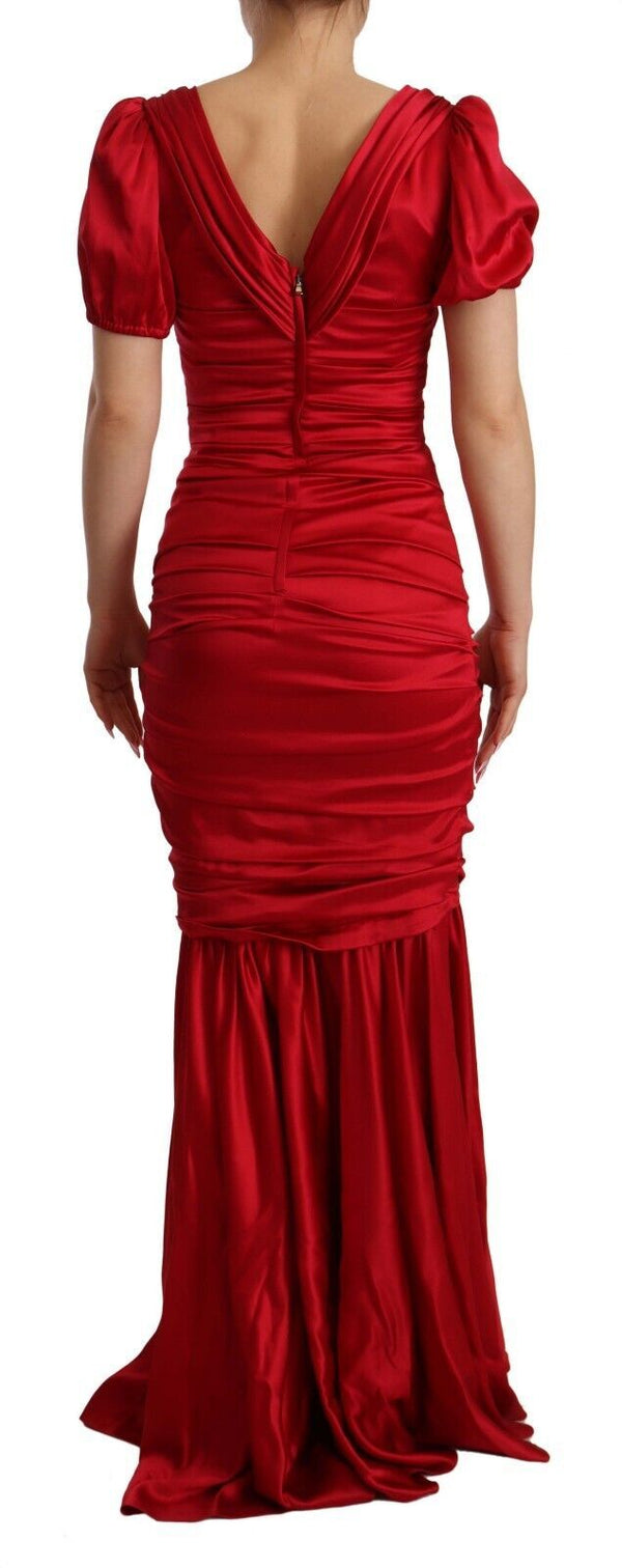 Dolce & Gabbana Red Silk Stretch Sheath Mermaid Gown Dress women’s dress