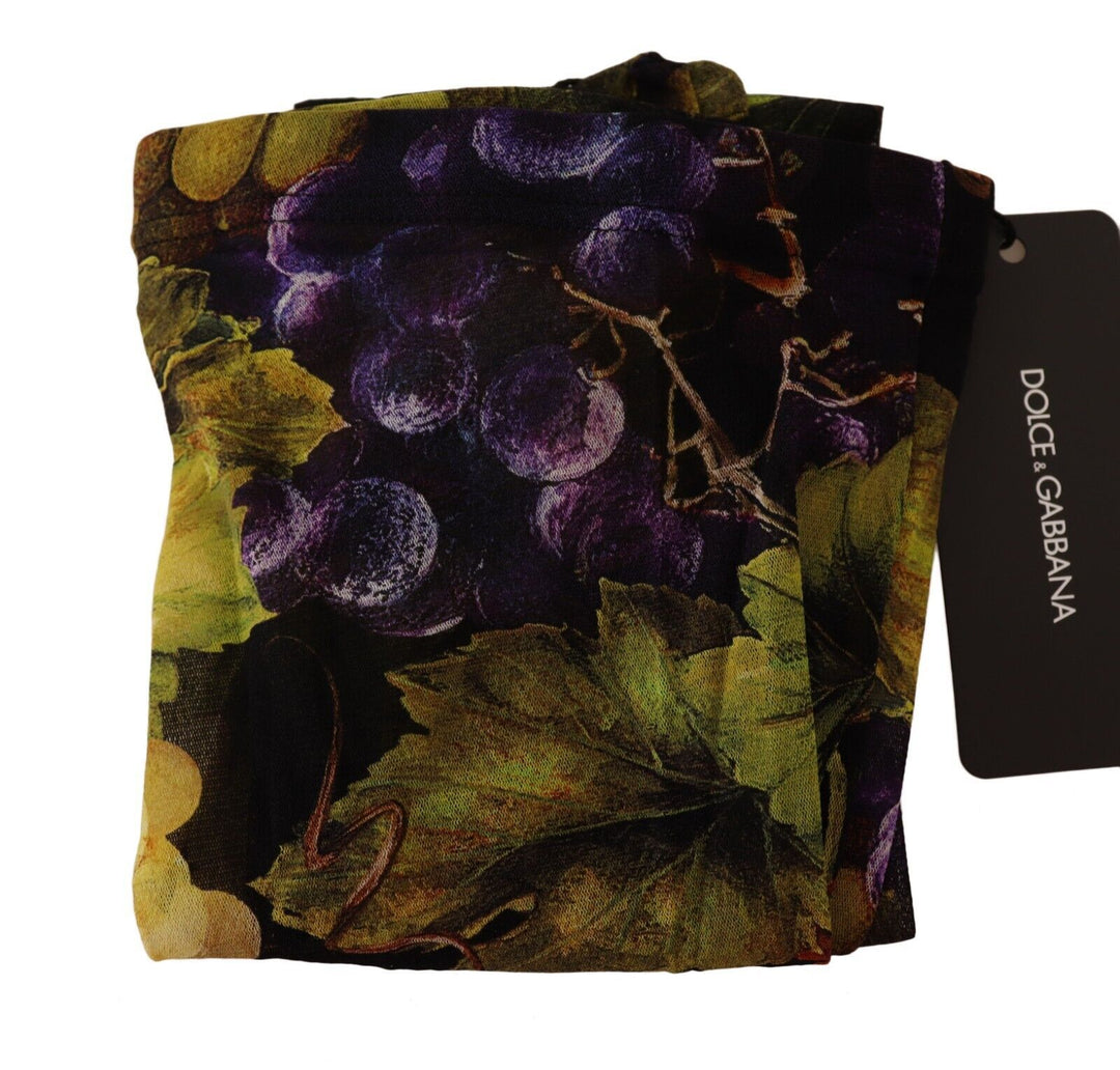 Dolce &amp; Gabbana Black Grapes Print Stockings Tights