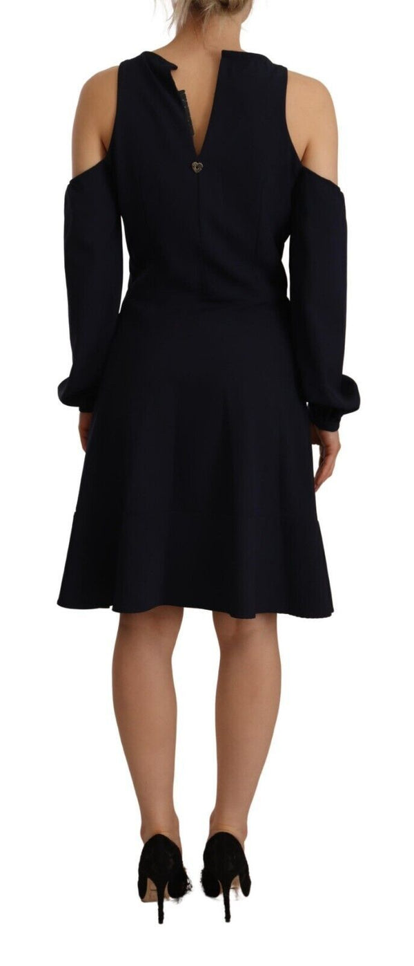 Twinset Black Long Sleeves Open Shoulder A-line Dress women’s dress