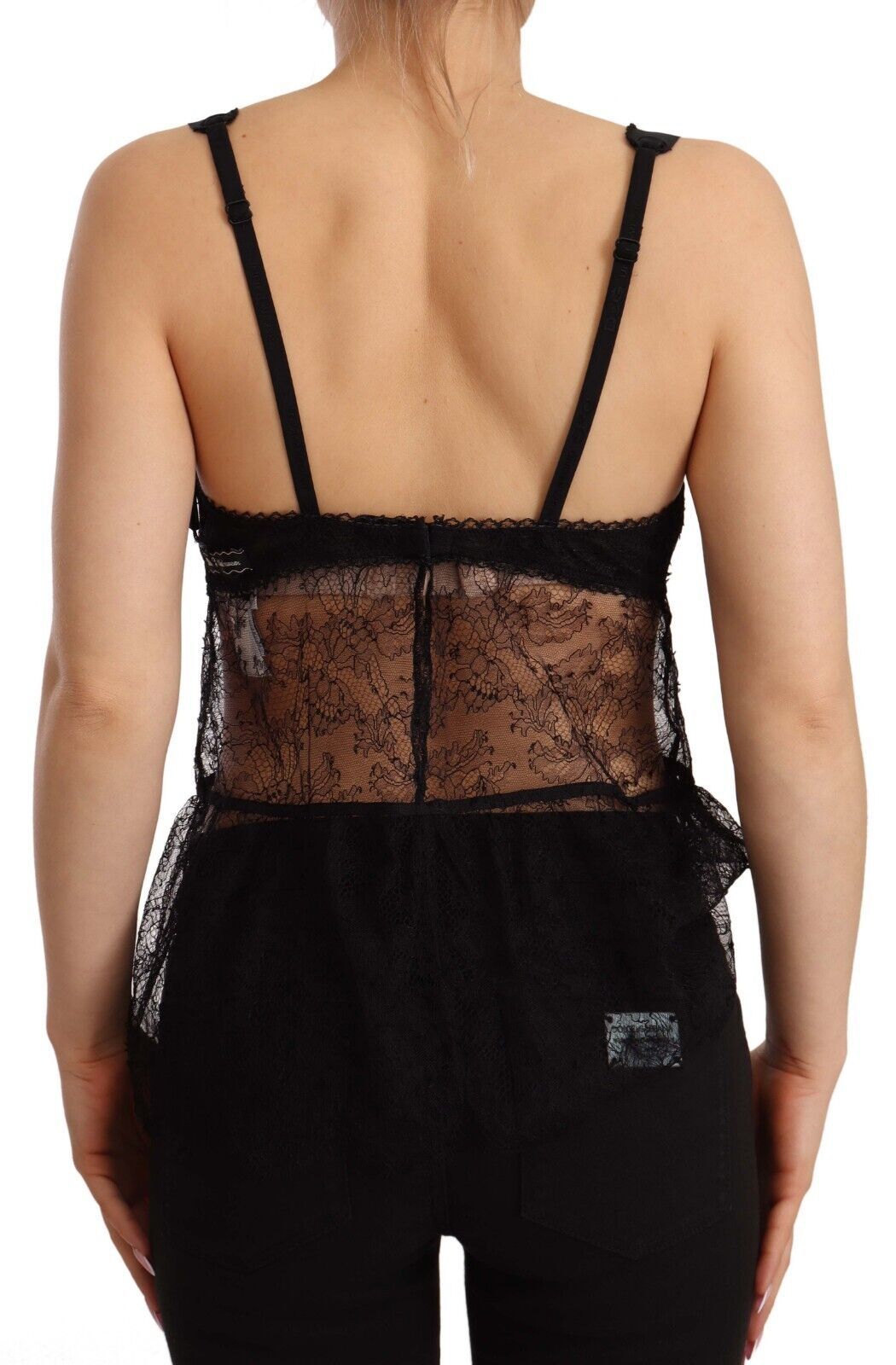 Dolce &amp; Gabbana Black Silk Lace Babydoll Nylon Lingerie Top