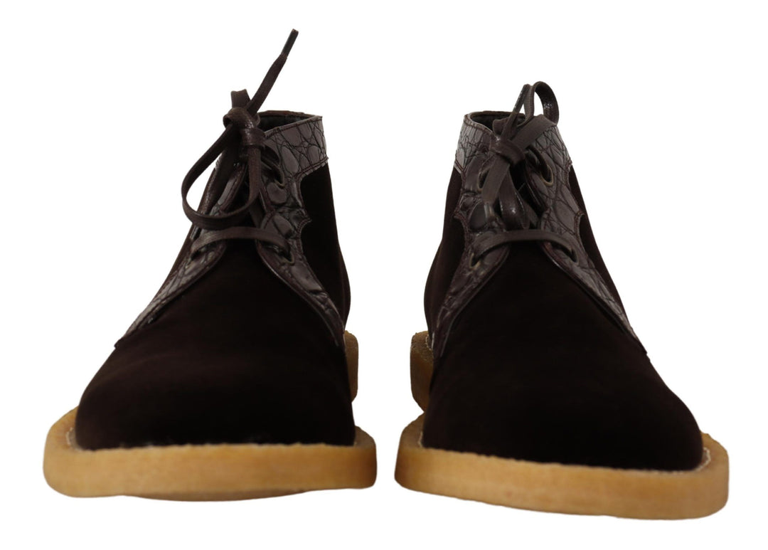 Bottines en cuir exotique Caïman Dolce &amp; Gabbana marron