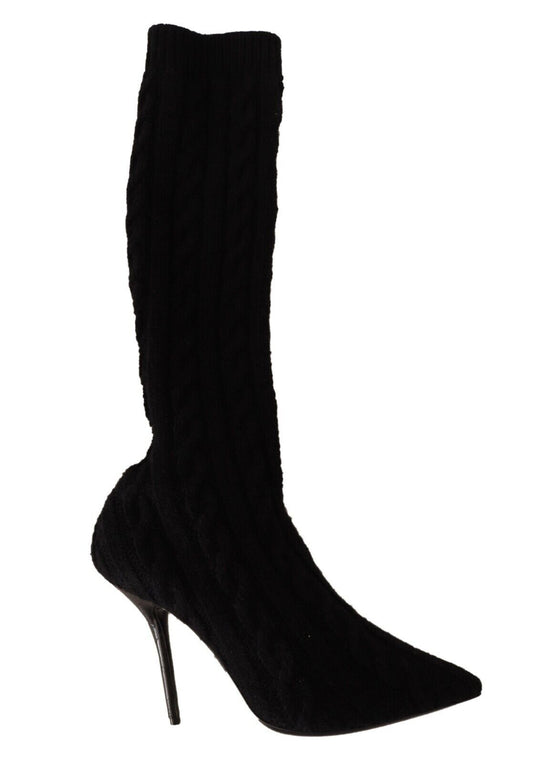 Bottes chaussettes extensibles élégantes Dolce &amp; Gabbana en noir