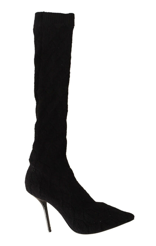 Bottes chaussettes extensibles noires élégantes Dolce &amp; Gabbana