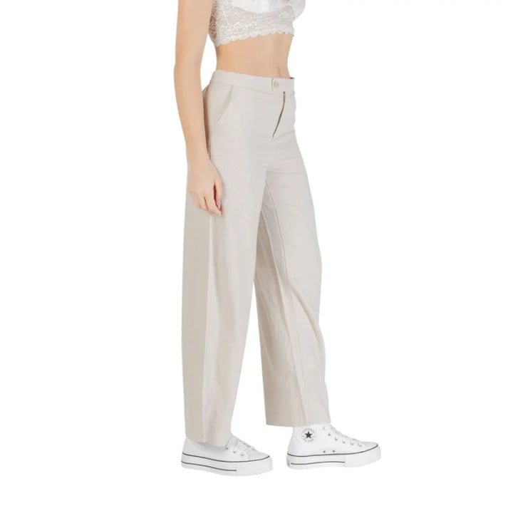 Only Beige Viscose Casual Pants