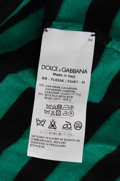 Dolce & Gabbana Green Black Silk Cashmere Sweater