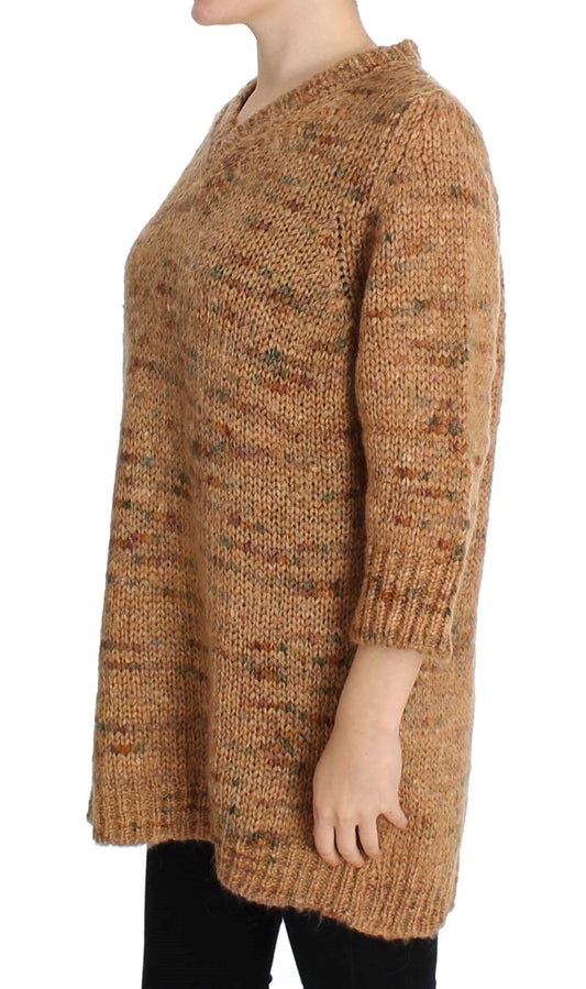 PINK MEMORIES Brown Wool Blend Knitted Oversize Sweater