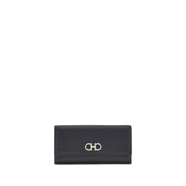 Ferragamo Black Calf Leather Bos Taurus Wallet