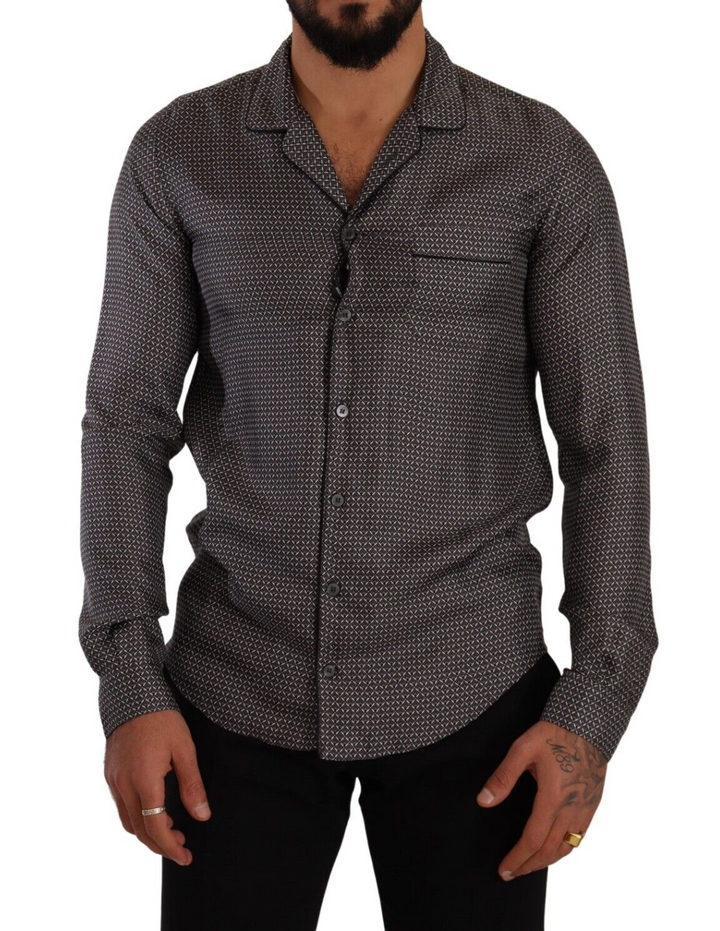 Dolce &amp; Gabbana Gray Fantasy Pattern Pajama Top Mens Shirt