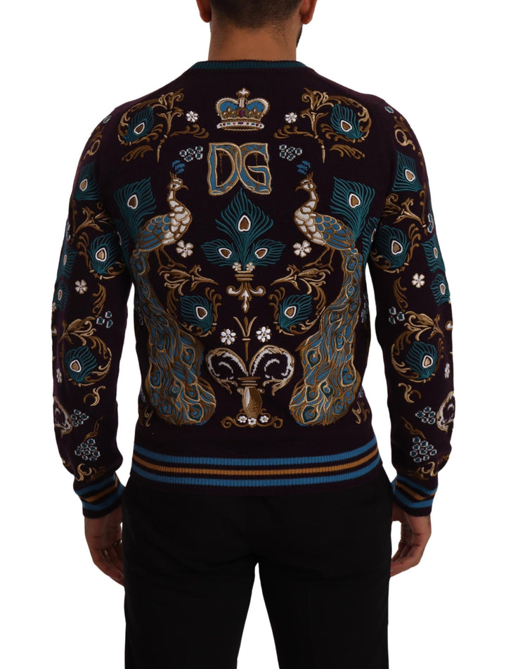 Dolce &amp; Gabbana Bordeaux Cashmere DG Crown Embroidered Sweater