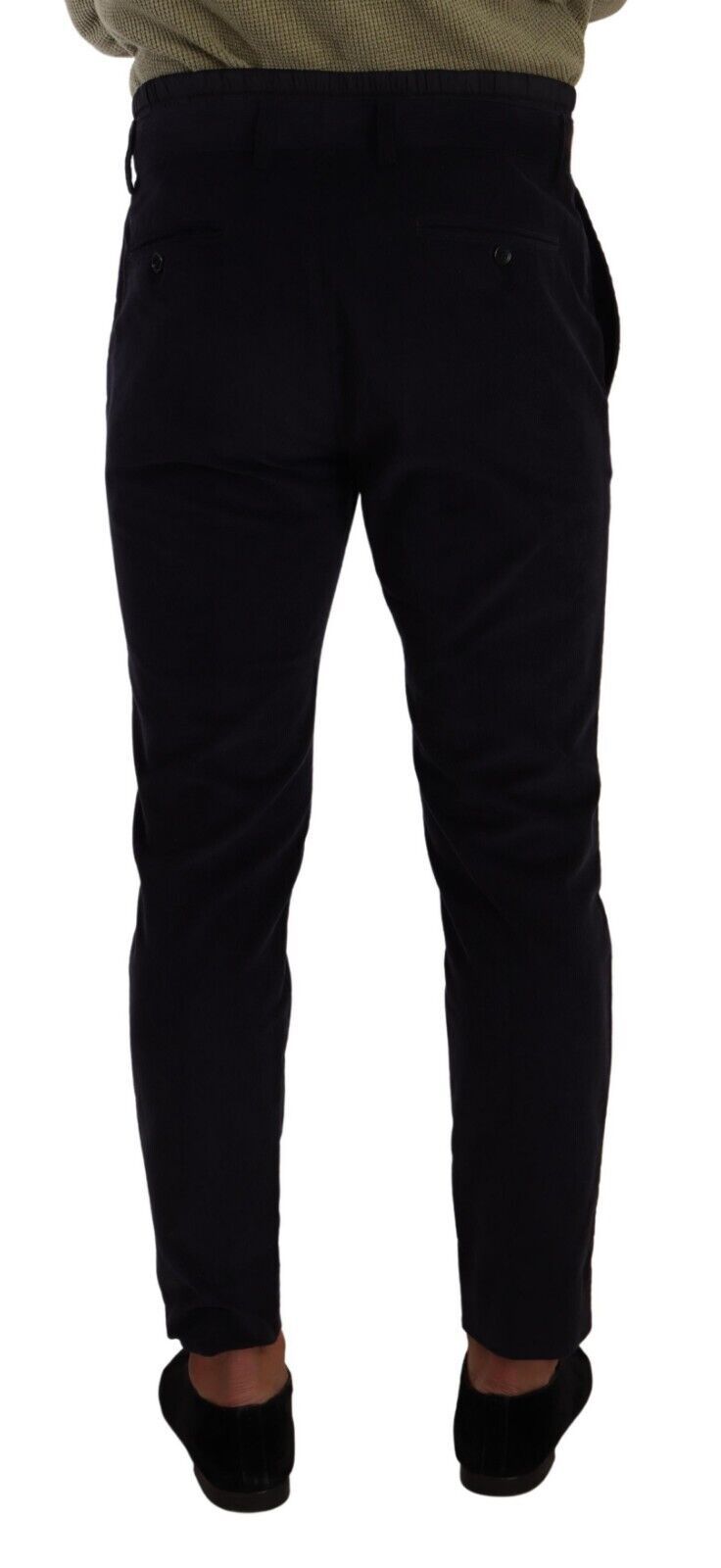 Pantalon slim en velours côtelé de luxe Dolce &amp; Gabbana bleu foncé