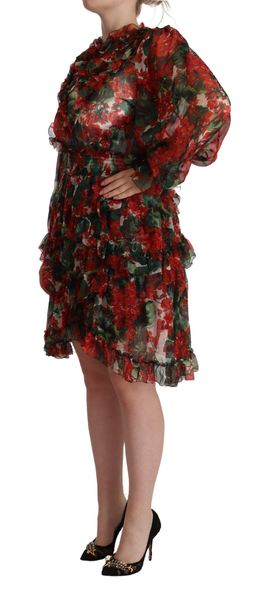 Dolce &amp; Gabbana Multicolor Red Floral Silk Long Maxi Dress women’s dress