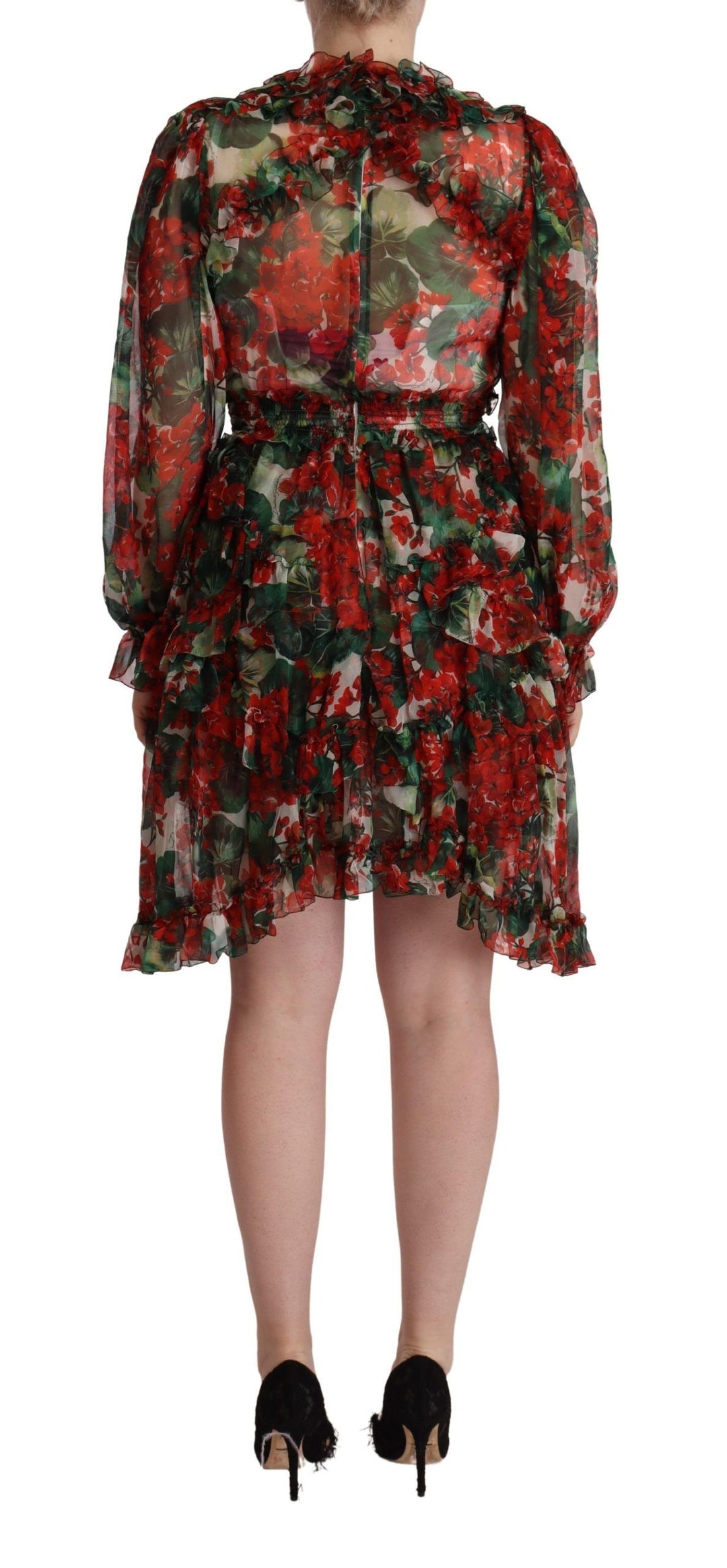 Dolce &amp; Gabbana Multicolor Red Floral Silk Long Maxi Dress women’s dress