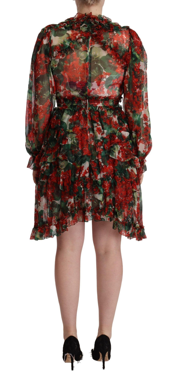 Dolce &amp; Gabbana Multicolor Red Floral Silk Long Maxi Dress women’s dress