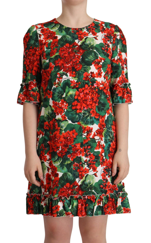 Dolce & Gabbana Multicolor Red Floral Shift Gown Dress women’s dress
