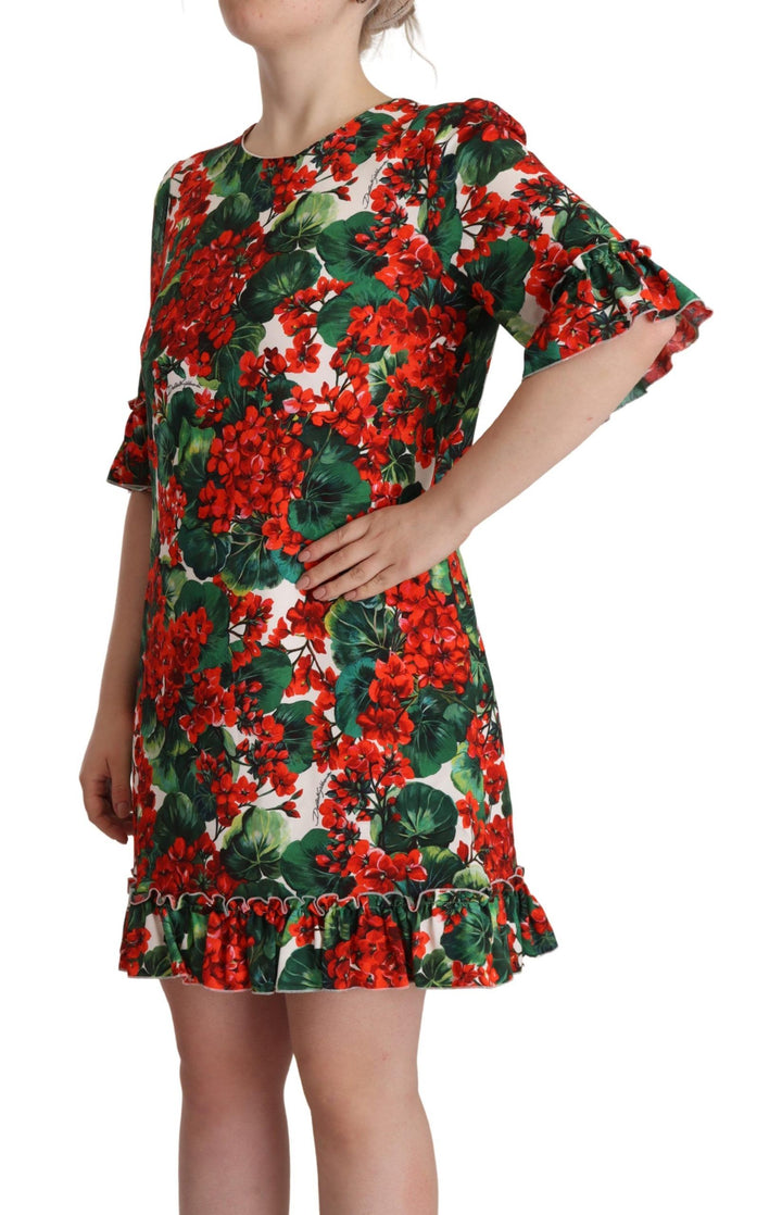 Dolce &amp; Gabbana Multicolor Red Floral Shift Gown Dress women’s dress
