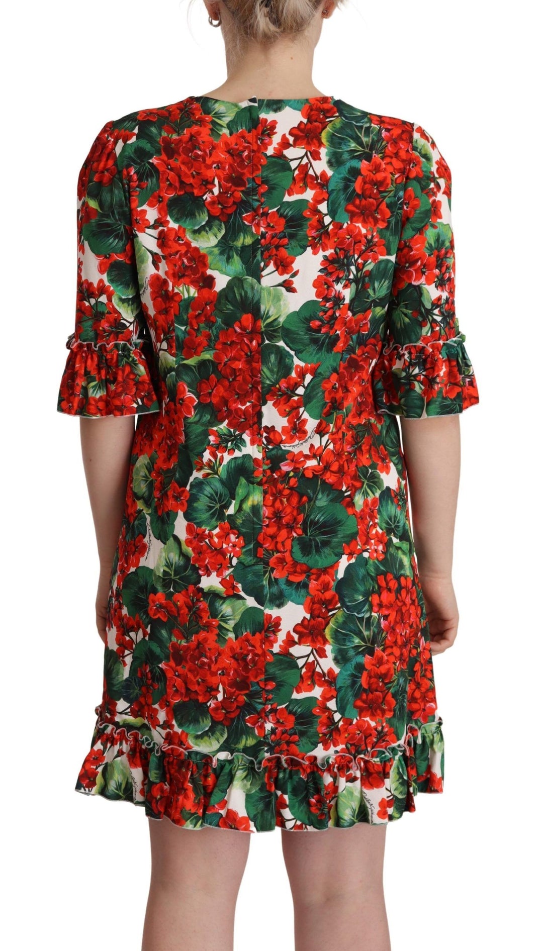 Dolce &amp; Gabbana Multicolor Red Floral Shift Gown Dress women’s dress