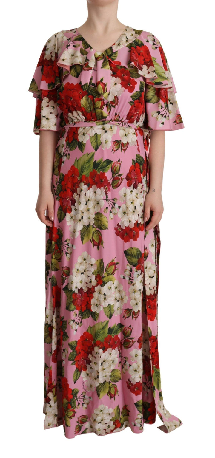 Dolce &amp; Gabbana Pink Floral Silk Stretch Gown Maxi Dress women’s dress
