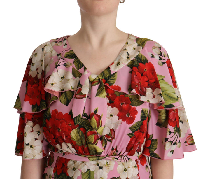 Dolce &amp; Gabbana Pink Floral Silk Stretch Gown Maxi Dress women’s dress