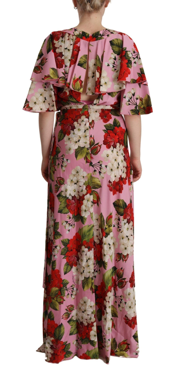 Dolce &amp; Gabbana Pink Floral Silk Stretch Gown Maxi Dress women’s dress