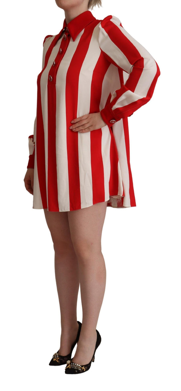 Dolce & Gabbana White Red Stretch Mini Shirt Gown Dress women’s dress