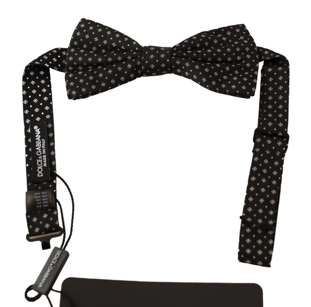 Dolce &amp; Gabbana Black 100% Silk Adjustable Neck Papillon Tie
